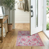 Blush Pink Floral Persian Area Rug