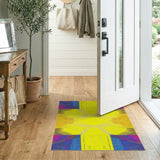 Radiant Yellow Sunburst Multi-Color Geometric Rug