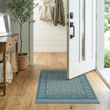 Teal Ivory Geometric Heritage Rug