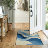 Coastal Blue Wave Abstract Area Rug