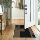 Bold Black Block Geometric Tan Area Rug