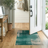 Green Emerald Green Distressed Abstract Area Rug
