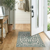 Green Elegant Green Persian Floral Area Rug