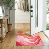 Pink Sunset Waves Area Rug