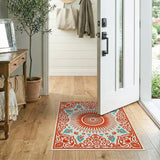Red Sun Mandala Persian Area Rug