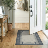 Geometric Grey Border Area Rug