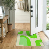 Geometric Modern Vibrant Green Curved Geometric Area Rug