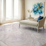 Beige Lavender Marble Swirl Area Rug