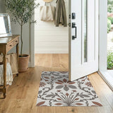 Tan Grey Floral Vine Area Rug