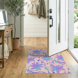 Purple Floral Vine Area Rug on Blush Pink