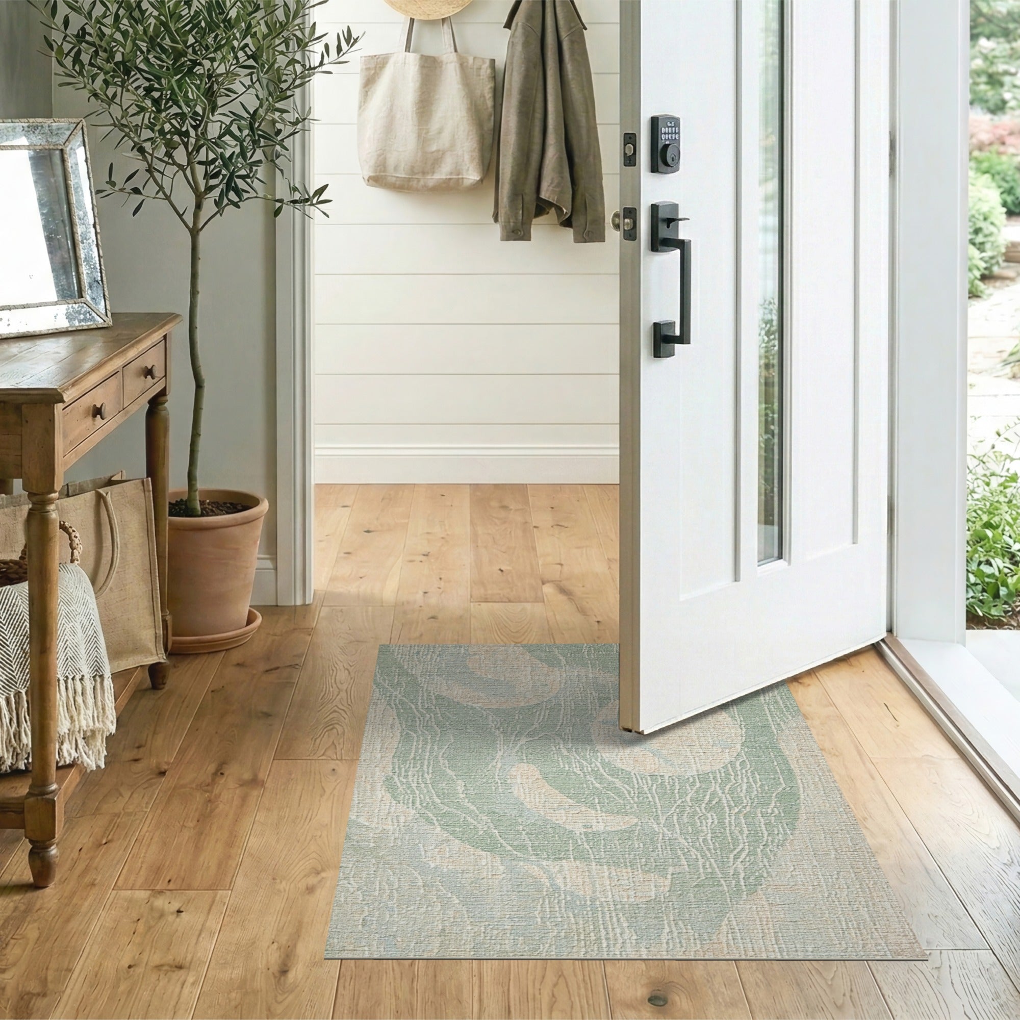 Sage Green Abstract Textured Area Rug