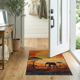 Savanna Elephant Sunset Silhouette Rug