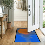 Bold Orange Sun Horizon Geometric Area Rug