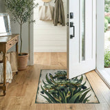 Vintage Green Iris Blooms Area Rug