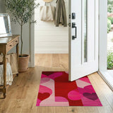 Bold Overlapping Hearts Geometric Area Rug