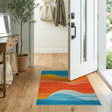 Sunset Wave Multi-Color Coastal Area Rug