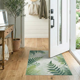Floral Vintage Lush Green Fern Leaf Area Rug