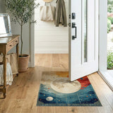 Vintage Cosmic Moon Mountains Area Rug
