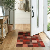 Red Geometric Patchwork Area Rug