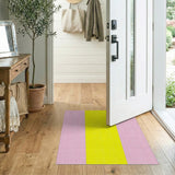 Vibrant Pink Yellow Striped Polka Dot Rug