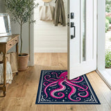 Starry Pink Cartoon Octopus Area Rug