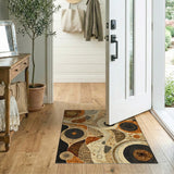 Brown Abstract Circle Area Rug