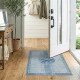 Distressed Blue Bow Vintage Area Rug