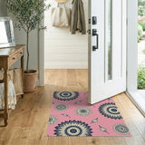 Pink Sunflower Line Art Area Rug
