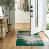 Emerald Green Abstract Streaks Area Rug