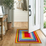 Vibrant Rainbow Concentric Frames Geometric Area Rug