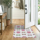 Pink Paw Rainbow Bone Washable Area Rug