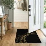 Golden Vine Floral Embroidery Area Rug