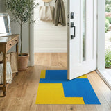 Vibrant Blue Yellow Geometric Block Area Rug