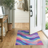 Vibrant Multi-Color Wavy Abstract Abstract Area Area Rug