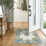 Elegant Blue Gold Persian Medallion Area Rug