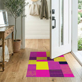 Multi-color and Patterns Vibrant Pink Yellow Geometric Patchwork Rug
