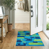 Playful Cartoon Frogs Lily Pad Area Rug
