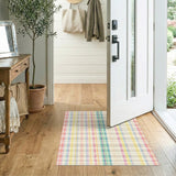 Pastel Plaid Washable Area Rug