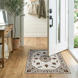 Ornate Floral Medallion Cream Area Rug