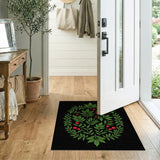 Red Berry Green Leaf Oval Wreath Area Rug