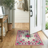 Pink Traditional Persian Vibrant Pink Floral Persian Area Rug