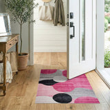 Pink Abstract Overlapping Circles Area Rug