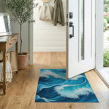 Ocean Waves Blue Teal Area Rug