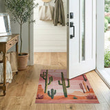 Pink Cactus Desert Sunset Area Rug
