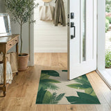 Green Palm Leaf Area Rug