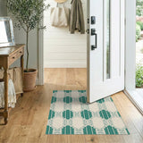 Teal Geometric Arch Frame Area Rug