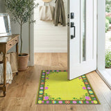 Vibrant Yellow Easter Egg Border Area Rug