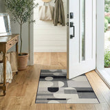 Bold Geometric Black White Abstract Area Rug