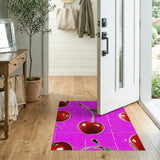 Vibrant Cherry Fruit Pattern Pink Area Rug
