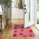 Pink Playful Pink Strawberry Pattern Area Rug